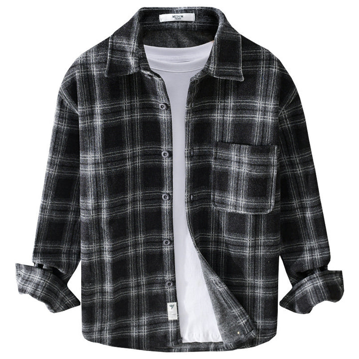 Herren Karo-Flanell-Overshirt mit Brusttasche und Relaxed-Fit Echoarchiv