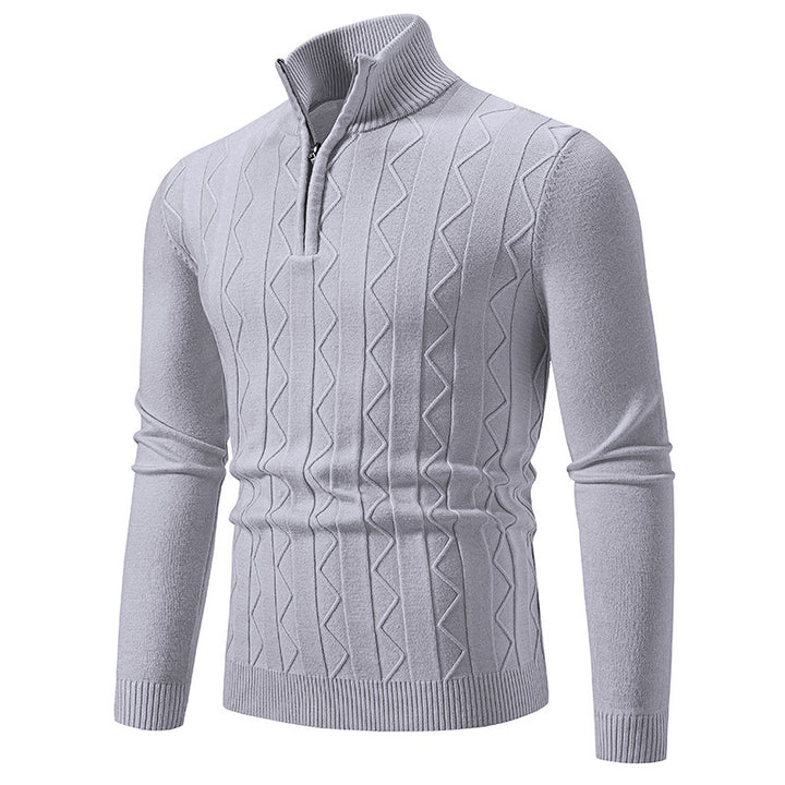 Herren Slim-Fit Halbzip-Strickpullover mit Mockneck, Zopfmuster und gerippten Bündchen Echo Archiv