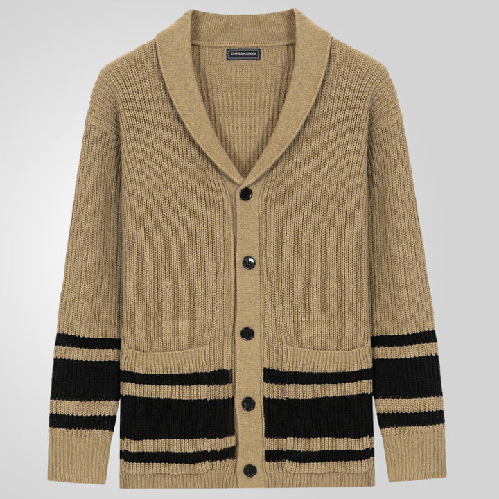 Herren Strickjacke mit modernem Waffelmuster und praktischen Taschen Echoarchiv