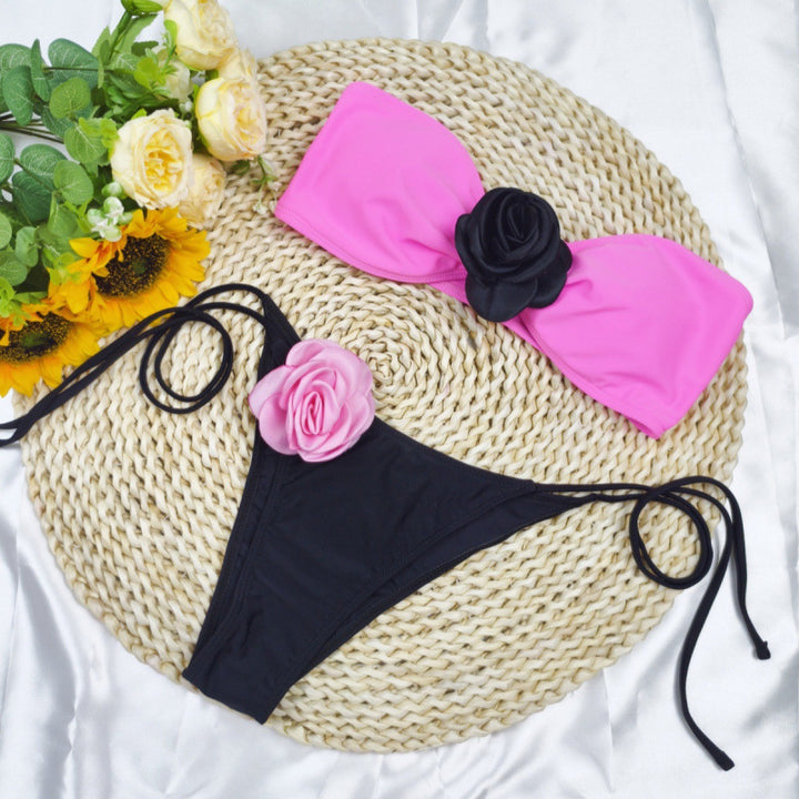 Damen Bikini mit floralem Detail und elastischen Trägern Echo Archiv