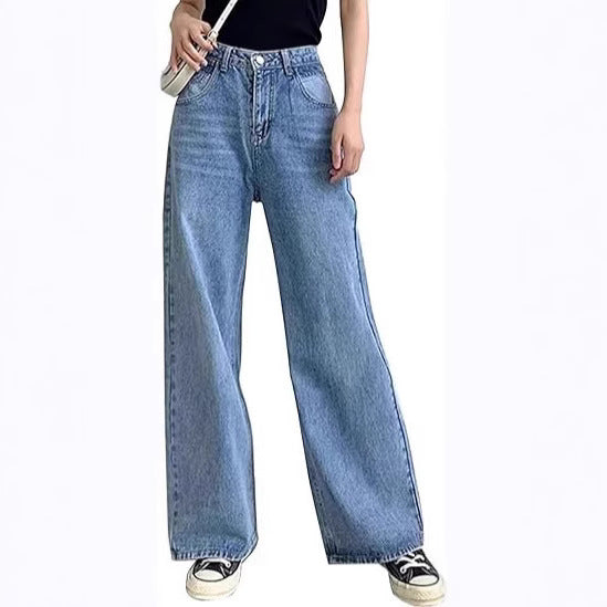 Damen nan weite Jeans mit hoher Taille, geradem Bein und entspanntem Sitz Echo Archiv