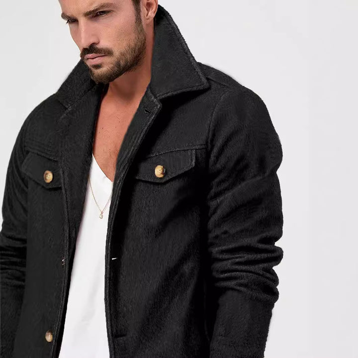 Herren Trendige Baumwolljacke mit goldfarbenen Knöpfen und aufgesetzten Taschen Echoarchiv