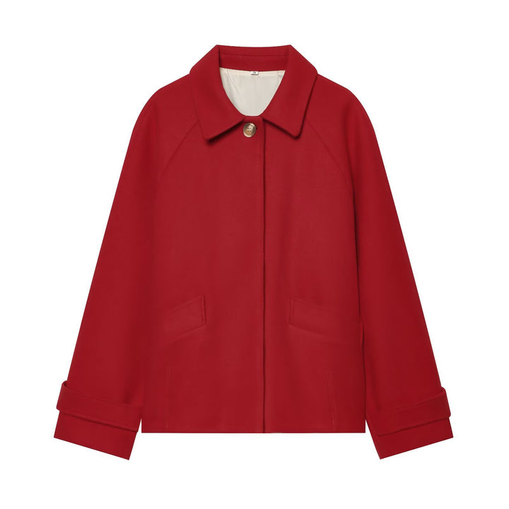 Damen Kurze Wollmix-Capejacke mit Raglanärmeln und Umschlagmanschetten Echoarchiv