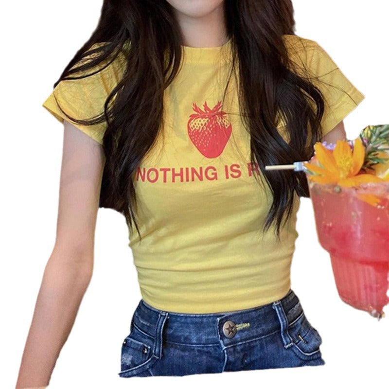 Damen Kreatives Grafik T-Shirt mit Erdbeer-Motiv Echo Archiv