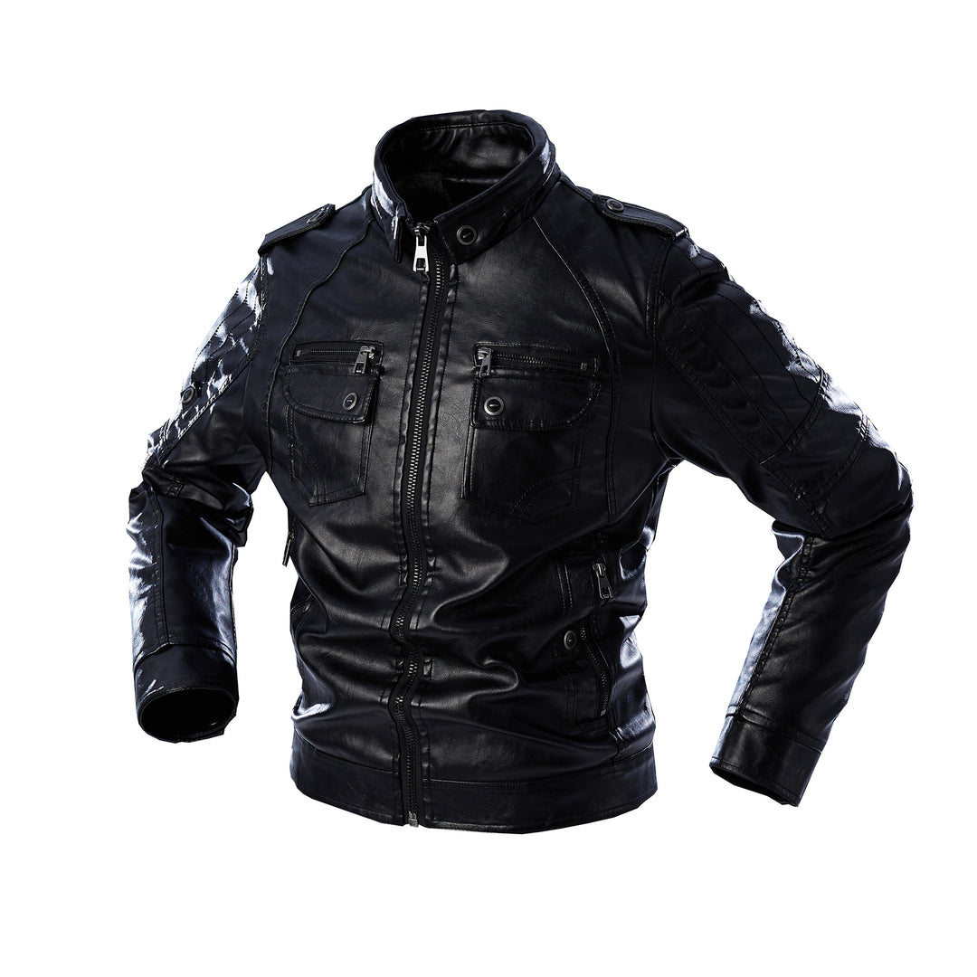 Herren lässige Lederjacke mit zahlreichen Taschen Echoarchiv