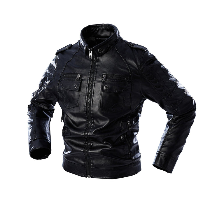 Herren lässige Lederjacke mit zahlreichen Taschen Echoarchiv