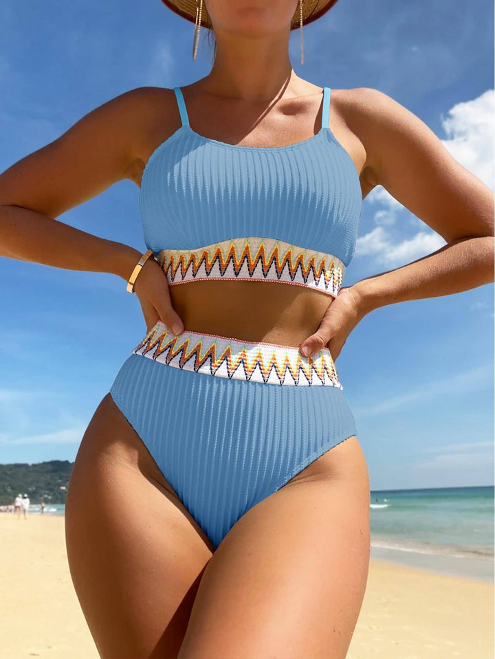Damen Hochtaillierter Bikini mit geometrischem Muster Echo Archiv