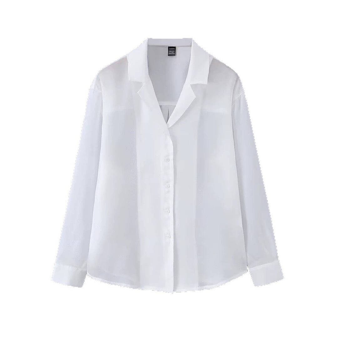 Damen Leichte Chiffon-Hemdbluse mit Oversize-Schnitt und Manschetten Echo Archiv