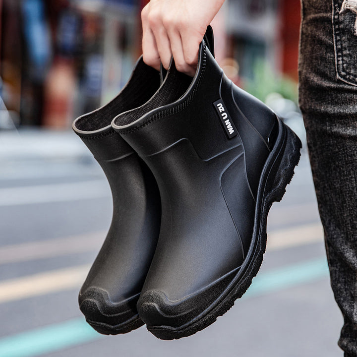 Herren Schlupf-Ankle-Gummistiefel mit stoßdämpfender Leichtsohle und griffiger Profilsohle Echoarhiv