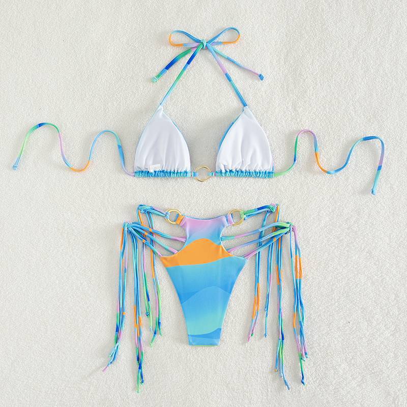 Damen Triangel-Bikini mit modischen Schnüroptik und schimmernden Ringdetails Echo Archiv