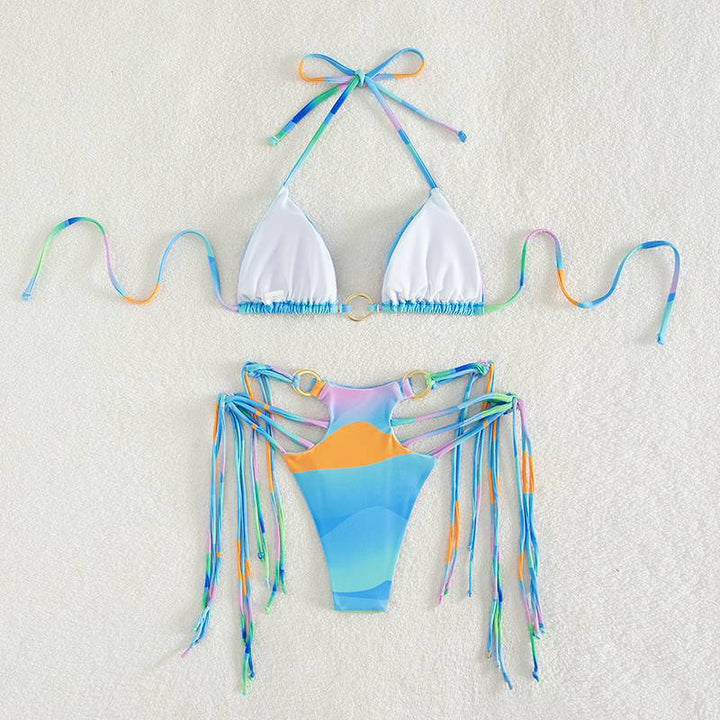 Damen Triangel-Bikini mit modischen Schnüroptik und schimmernden Ringdetails Echo Archiv