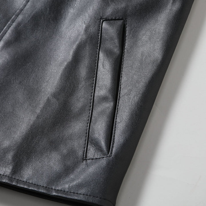 Herren lässige Bikerjacke aus hochwertigem Leder mit asymmetrischem Reißverschluss Echoarchiv