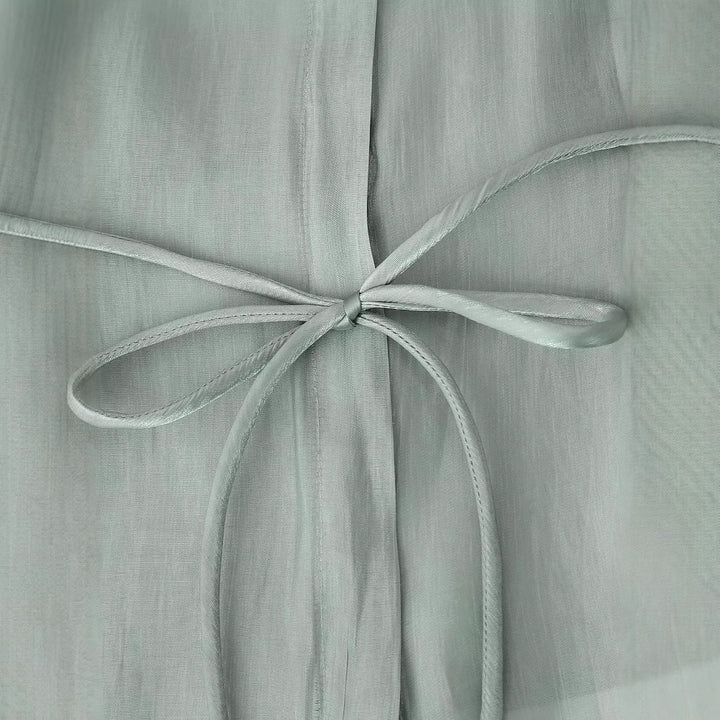 Damen nan seidenähnliche Taillierte Hemdbluse mit Bindegürtel und verdeckter Knopfleiste Echo Archiv