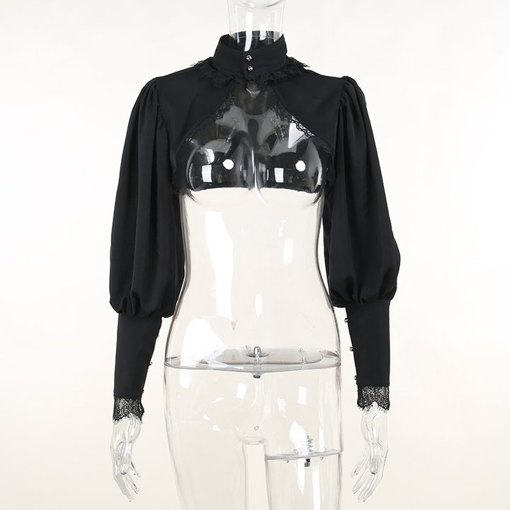 Damen figurbetonte Bluse mit Rüschendetails und Schnürung Echo Archiv