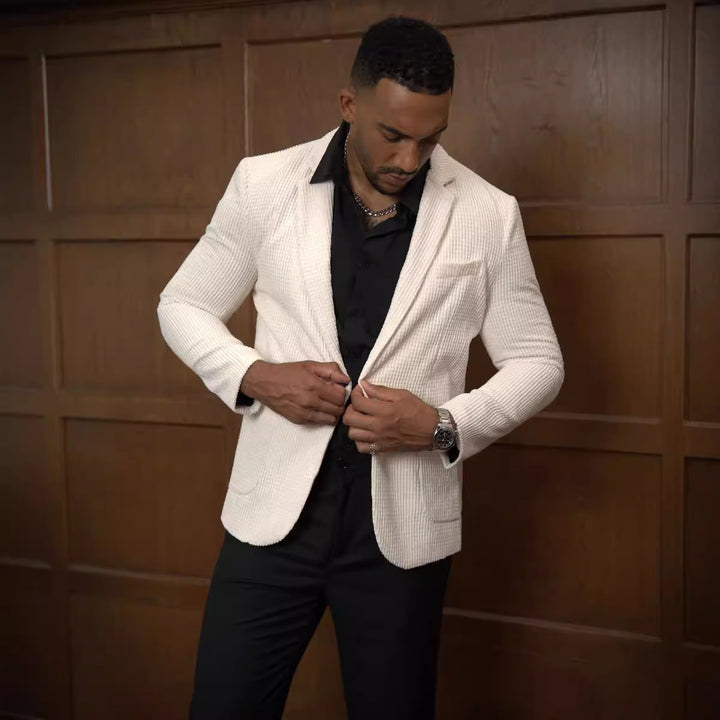 Herren moderner Strukturblazer mit eleganten Details Echoarchiv