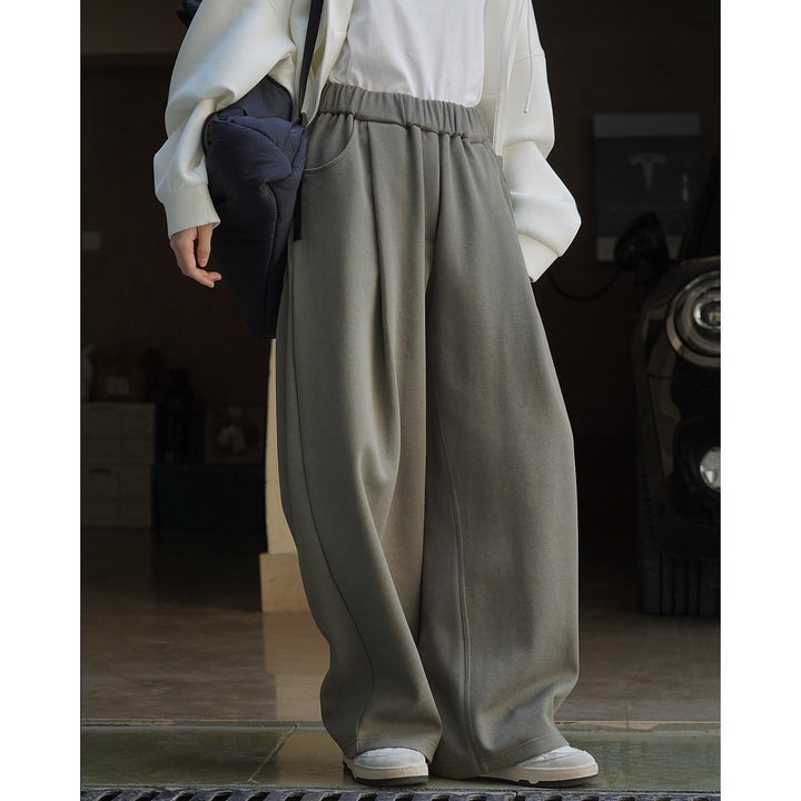 Damen Weite High‑Waist Palazzo‑Loungehose mit elastischem Bund Echoarchiv