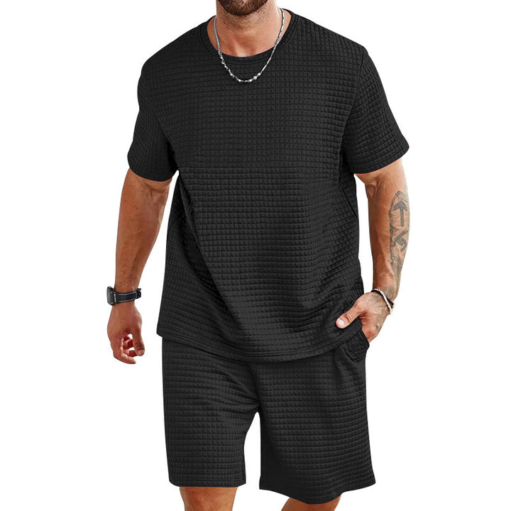 Herren lässiges T-Shirt und Shorts Set aus strukturierter Baumwolle Echoarchiv