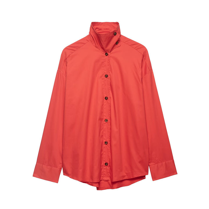 Damen Oversize Hemdjacke mit Stehkragen und durchgehender Knopfleiste Echo Archiv