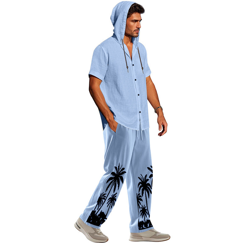 Herren lässiges Hooded Shirt und komfortable Strandhose Set Echoarchiv