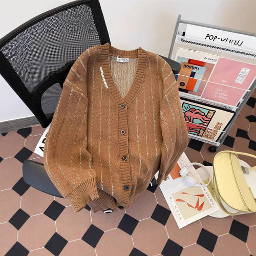 Damen Strickjacke mit V-Ausschnitt und Knöpfen Echoarchiv