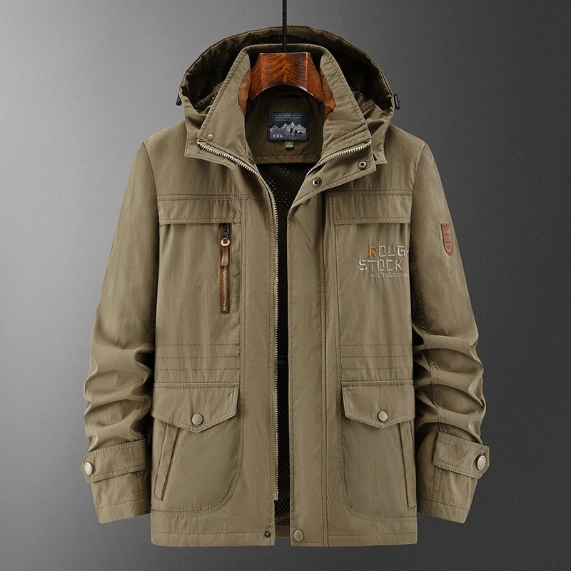 Herren Wetterfeste Utility-Fieldjacke mit Kapuze, Mesh-Futter und Multifunktions-Taschen Echo Archiv