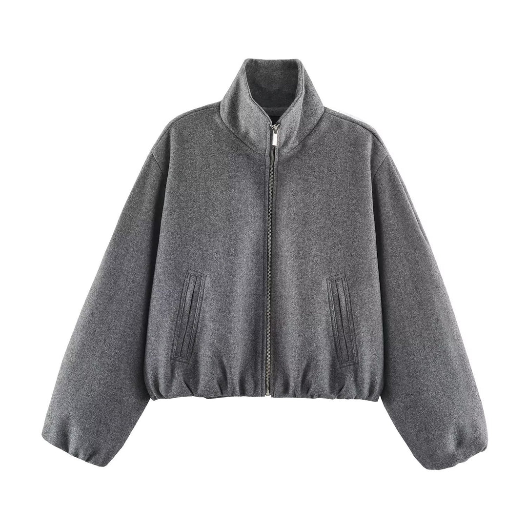 Damen Oversized Kurzblouson mit Stehkragen, Reißverschluss und elastischem Saum Echo Archiv