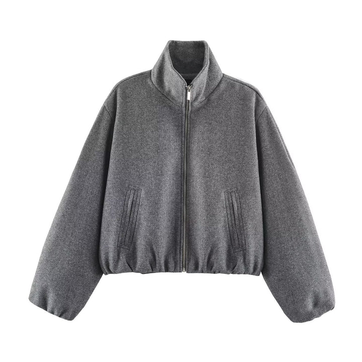 Damen Oversized Kurzblouson mit Stehkragen, Reißverschluss und elastischem Saum Echo Archiv