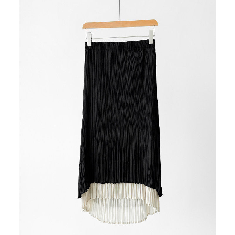 Damen Eleganter Plissierter Rock mit asymmetrischem Saum Echoarchiv
