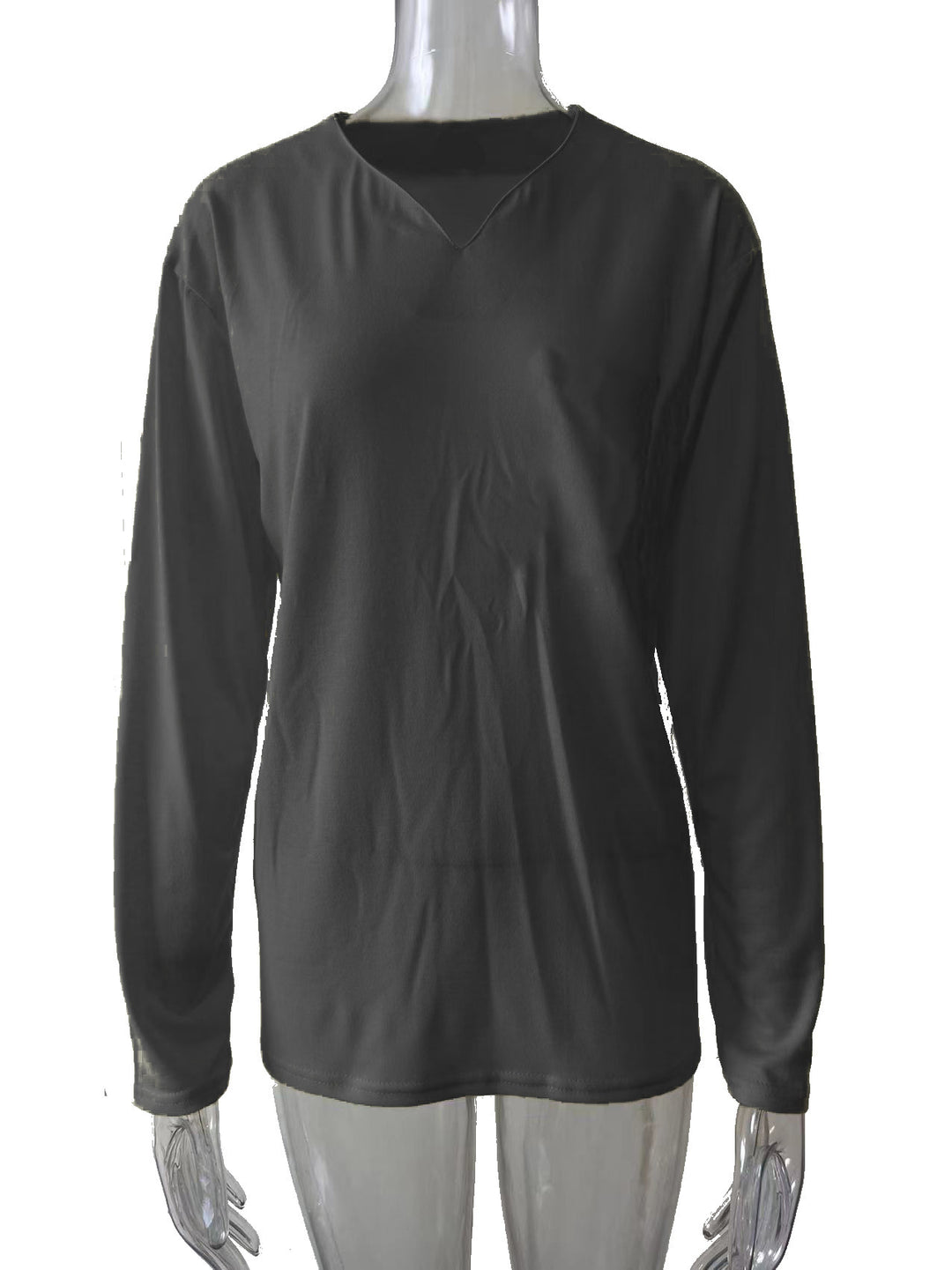 Damen nan legeres Langarmshirt mit V-Notch-Ausschnitt, Brusttasche und lockerer Oversize-Passform Echo Archiv