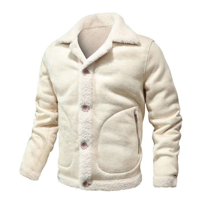 Herren Jacke im Aviator‑Stil mit Teddyfutter, Kunstvelours & Reißverschlusstasche Echoarchiv