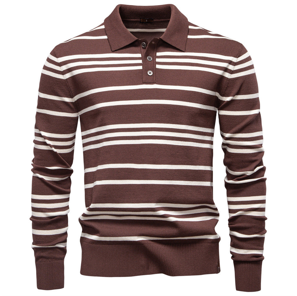 Herren Polo-Pullover mit modischem Streifenmuster und leichter Struktur Echoarchiv