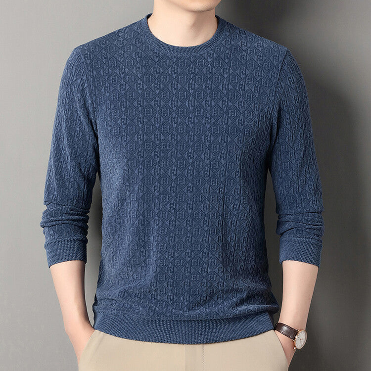 Herren hochwertiger Strickpullover mit modischem 3D-Muster Echoarchiv