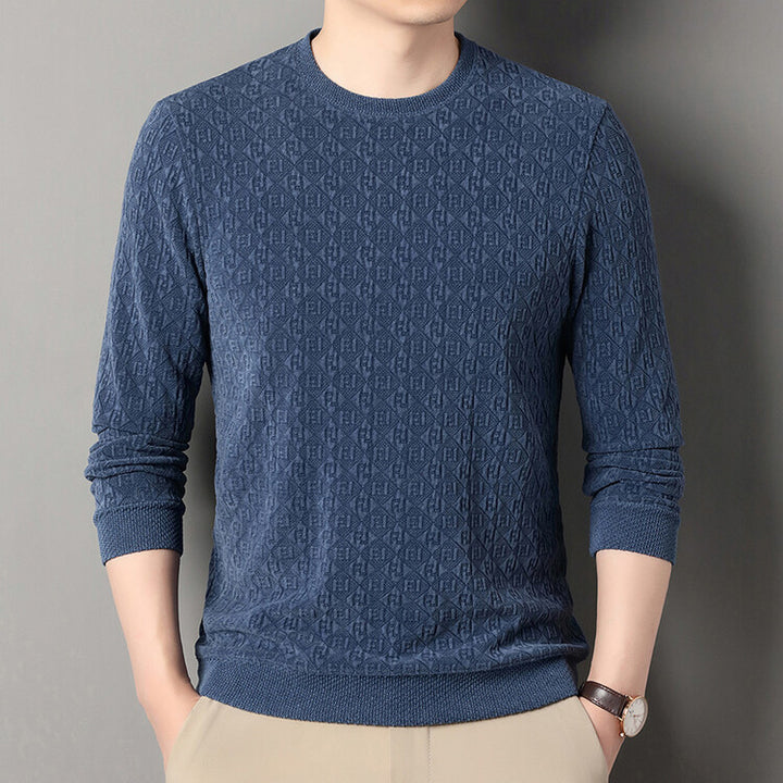 Herren hochwertiger Strickpullover mit modischem 3D-Muster Echoarchiv