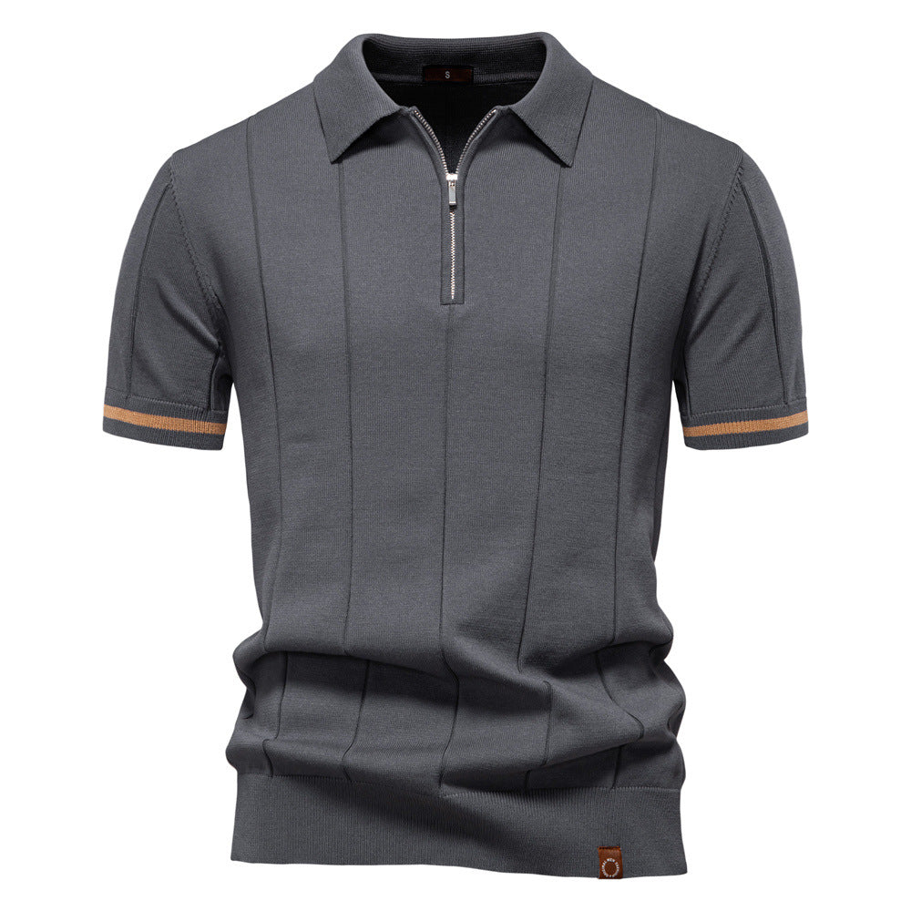 Herren Polohemd mit kurzer Knopfleiste und strukturiertem Design Echoarchiv