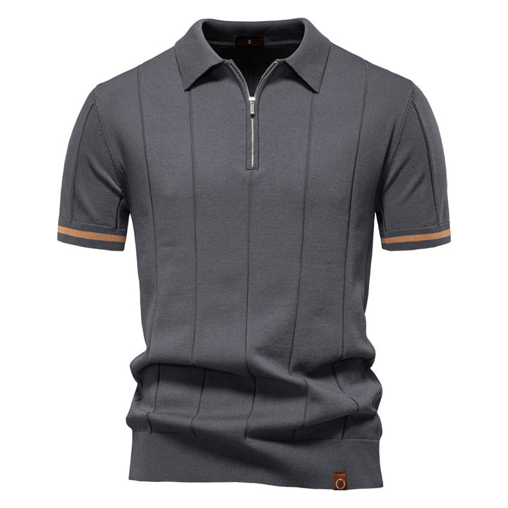 Herren Polohemd mit kurzer Knopfleiste und strukturiertem Design Echoarchiv