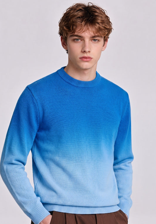 Herren Feinstrick-Pullover mit Dip-Dye-Effekt und Rundhalsausschnitt Echoarchiv