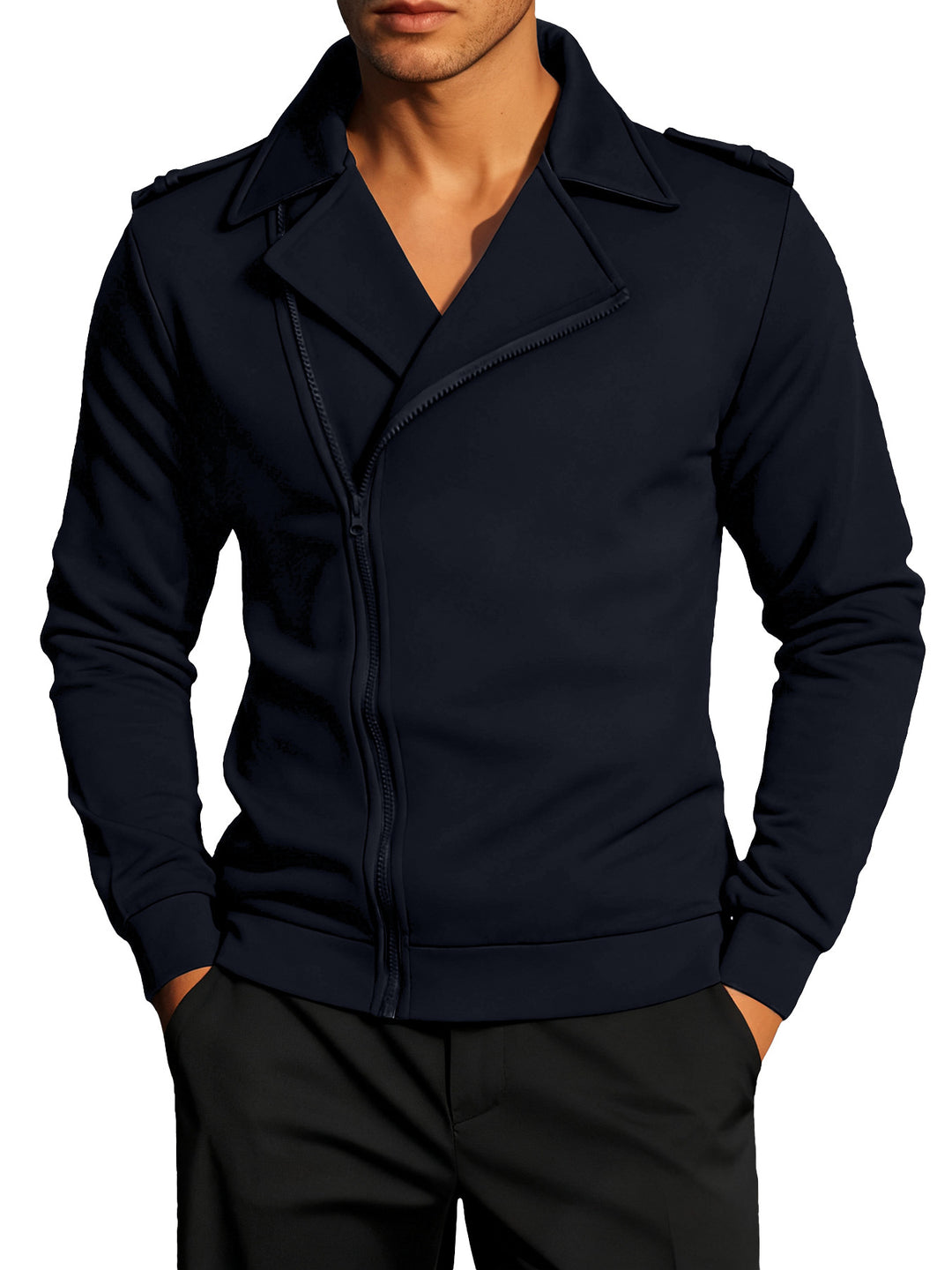 Herren lässige Zip-Jacke mit Kragen Echoarchiv