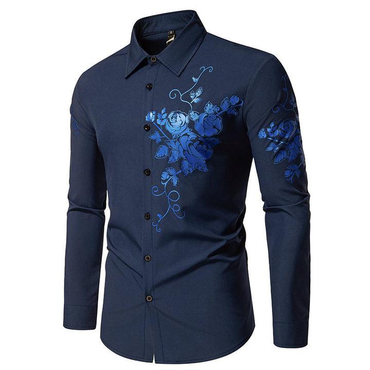 Herren Langarmhemd mit floralen Stickereien Echoarchiv
