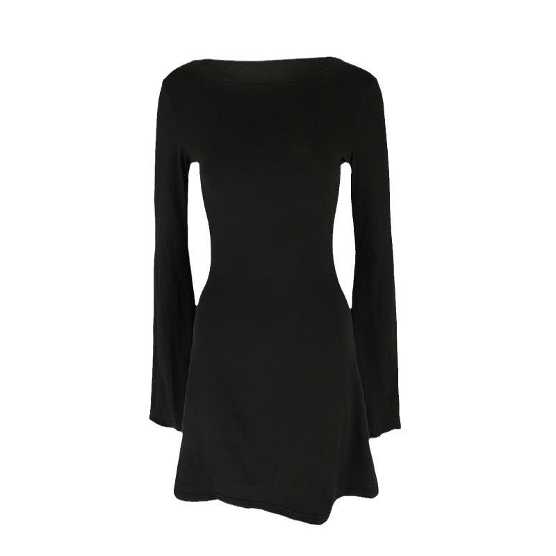 Damen elegantes Langarmkleid mit asymmetrischem Saum und fließendem Schnitt Echo Archiv