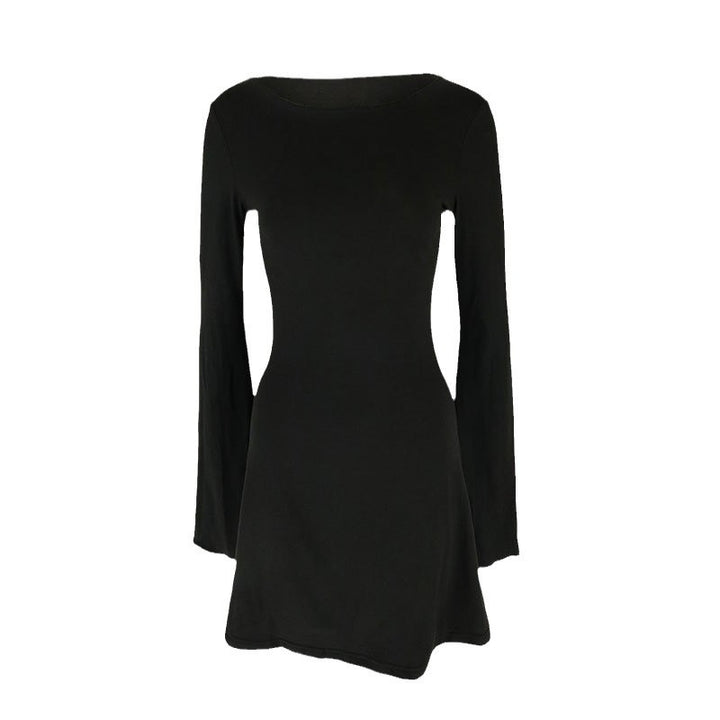 Damen elegantes Langarmkleid mit asymmetrischem Saum und fließendem Schnitt Echo Archiv
