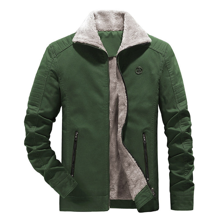 Herren Gefütterte Canvasjacke mit Sherpa‑Innenfutter und hohem Stehkragen – Taviero