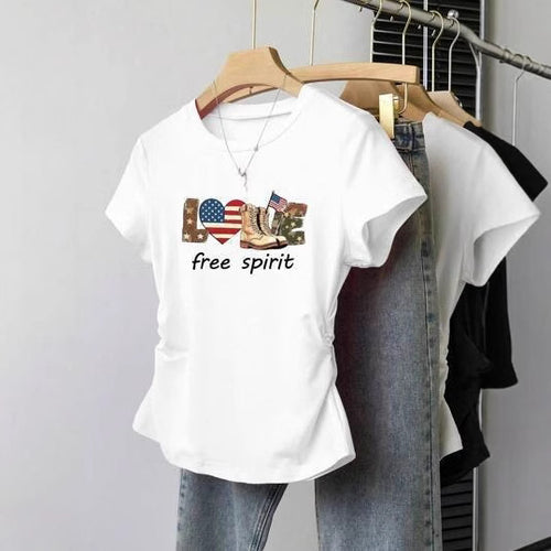 Damen Crop-T-Shirt mit figurbetontem Schnitt und modernem Design Echo Archiv