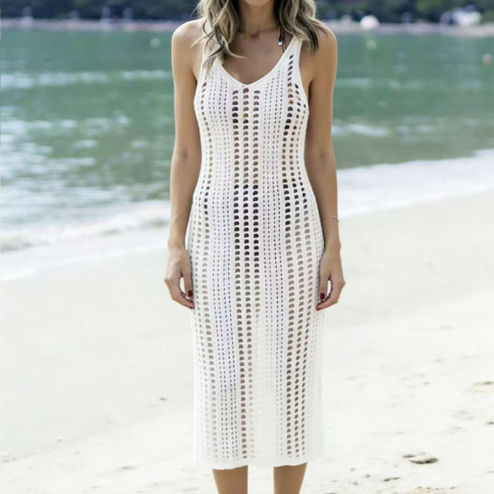 Damen Stricknetz Kleid im lässigen Design mit hohem Schlitz Echo Archiv