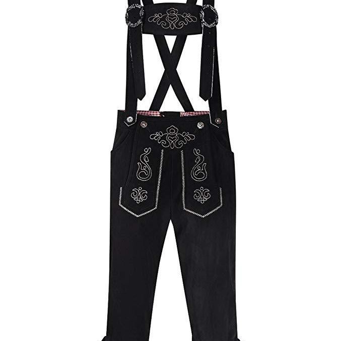 Damen  traditionelle Trachten Latzhose mit bestickten Taschen und verstellbaren Trägern Echo Archiv