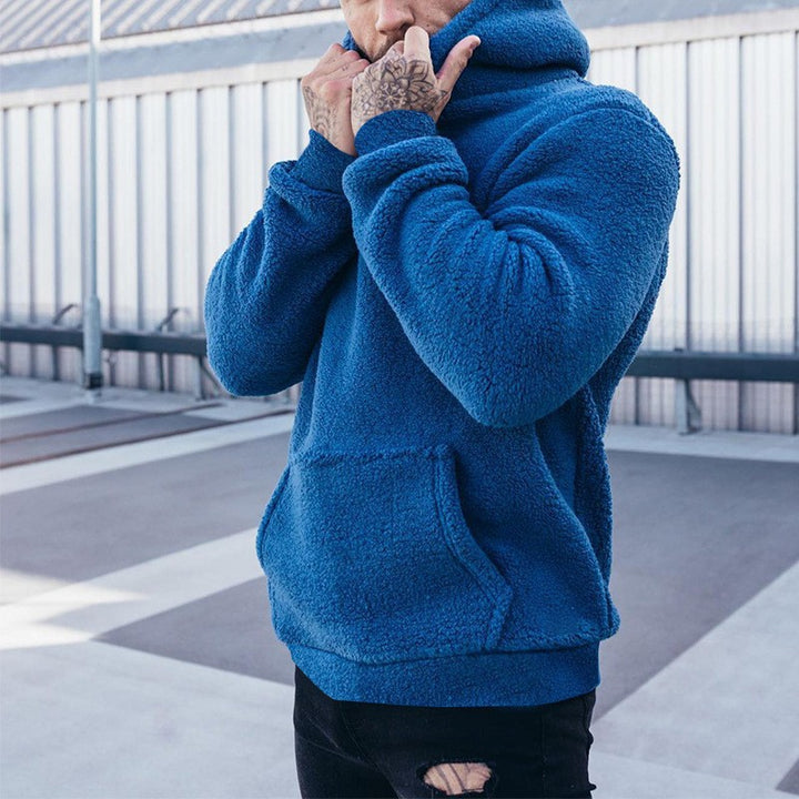 Herren Kapuzenpullover aus weichem Teddy-Material mit praktischer Kängurutasche Echoarchiv