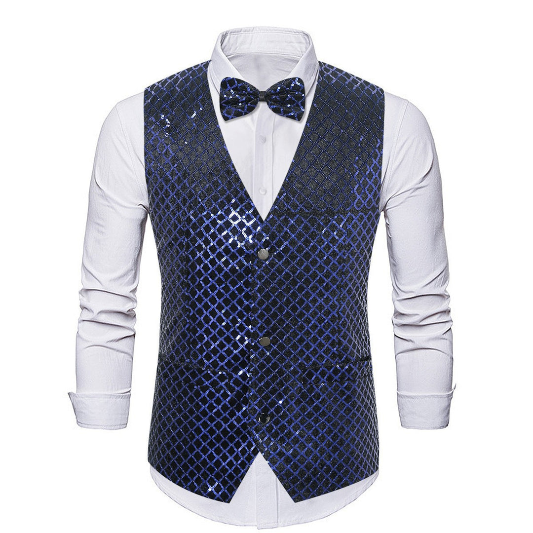 Herren eleganter Pailletten-Blazer mit passendem Fliegenverschluss Echoarchiv