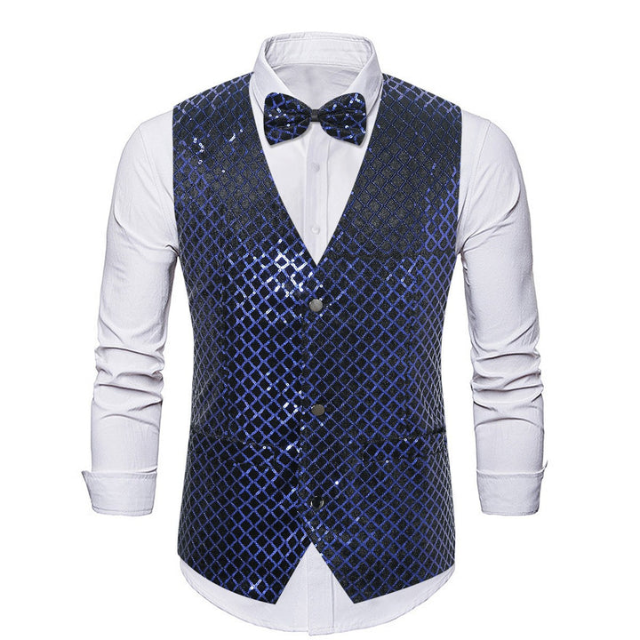 Herren eleganter Pailletten-Blazer mit passendem Fliegenverschluss Echoarchiv