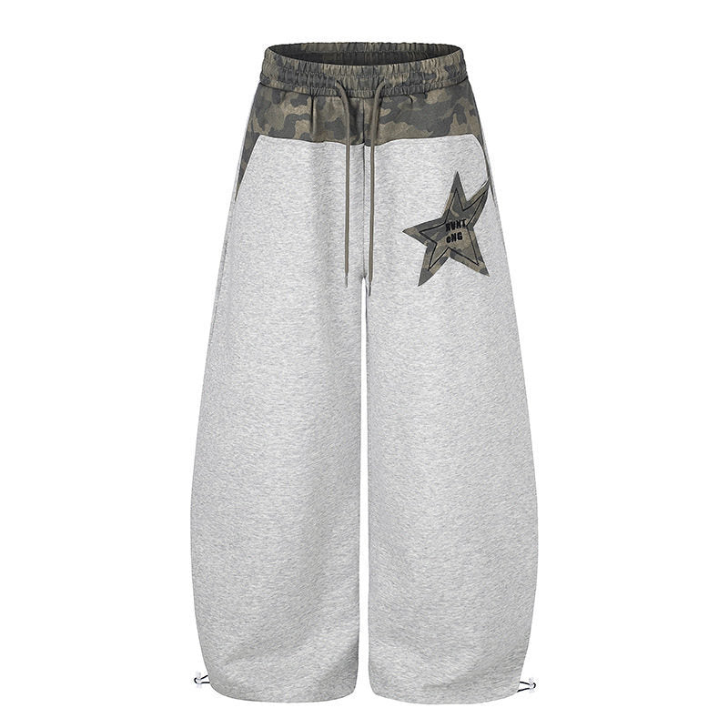Damen Extraweite Culotte-Sweatpants mit Camouflage-Bund und Sternpatch Echoarchiv
