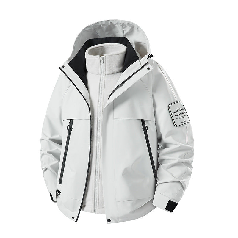 Herren dreiteilige wasserdichte Outdoor-Jacke mit abnehmbarer Kapuze und Fleece-Innenjacke Echoarchiv