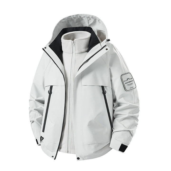 Herren dreiteilige wasserdichte Outdoor-Jacke mit abnehmbarer Kapuze und Fleece-Innenjacke Echoarchiv